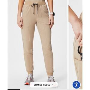 Fabletics On-Call Jogger Scrub Bottoms, Size S Short – Chai (Tan)